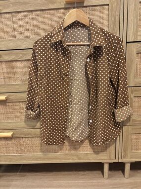 Amazon Brown Polka Dot Women's Button-Down Shirt